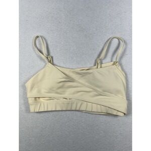 Alo Yoga Escalate Wrap Top Pale Yellow Size Small Cropped Sports Bra Tank Ribbed